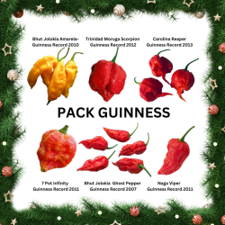 PACK III  6 GUINNESS Reaper, Scorpion, 7 Pot, Jolokia, Yellow Jolokia - 60 seeds