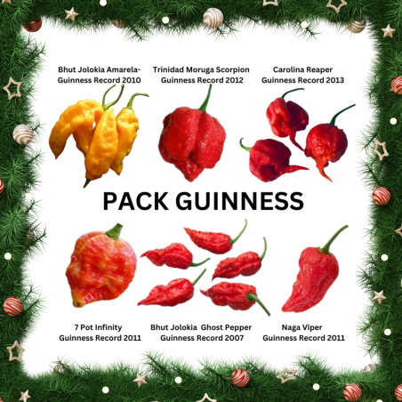 PACK III  6 GUINNESS Reaper, Scorpion, 7 Pot, Jolokia, Yellow Jolokia - 60 seeds