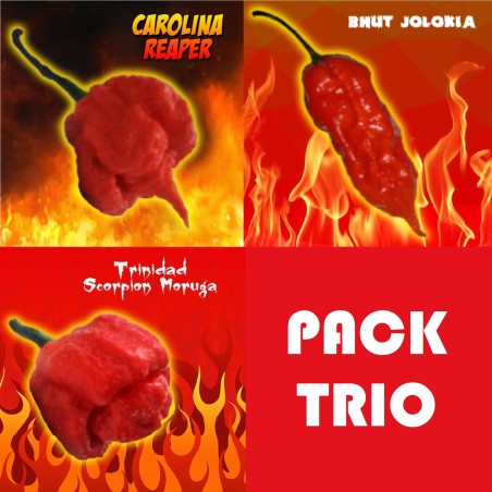 Trio Carolina Reaper, Trinidad Moruga Scorpion, Bhut Jolokia