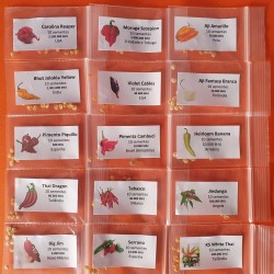 Paquete de 15 guindillas 150 semillas Carolina Reaper Moruga Scorpion Yellow Bhut Jolokia Paquete de 15 variedades de guindillas