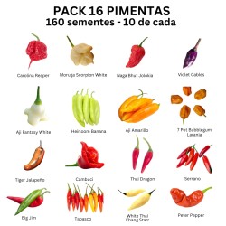 Pack of 16 Chillies 160 seeds Carolina Reaper Moruga Scorpion Bhut Jolokia Pack of 16 Chilli Varieties